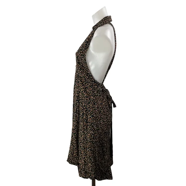 Free People Cest La Vie Black Ditsy Floral Halter A Line Mini Dress Size XS - Image 2