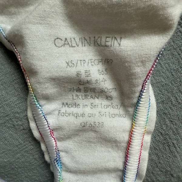 Calvin Klein White Racerback Bralette with Rainbow Trim - Image 2