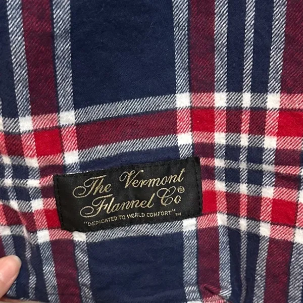 Vermont Flannel Co Red Navy Plaid Organic Cotton Button Down Shirt XS - Image 6