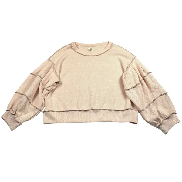 POL Sweater Womens Medium Cream‎ Beige Pullover Shirt Boho Cottagecore FKT1120 - Image 2