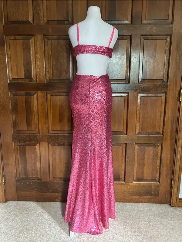 NWT Windsor Athena Formal Cutout‎ Sequin Dress Pink Size 7 Prom Pageant Evening - Image 5