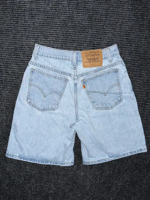 Vintage 90s Levi’s 950 Relaxed Orange Tab Mid Thigh Denim Shorts 5 / 25 USA Made - Image 2