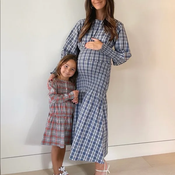 Something Navy Blanche Smocked Midi Dress Plaid Size XL SWED000212 Maternity‎ - Image 2