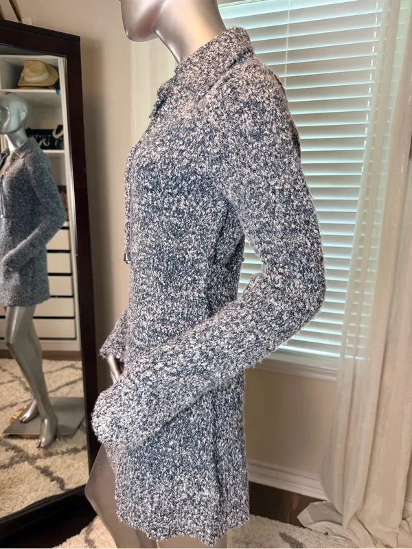 Free People Milena Sweater Dress Medium NWT Lace Up Mini Marled Gray Blue Cozy - Image 4
