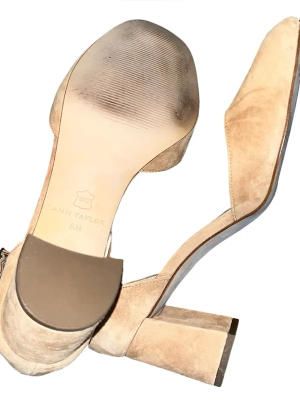 Ann Taylor Caramel Tan Suede Eliza Ankle Strap Block Heel Pump - Image 3