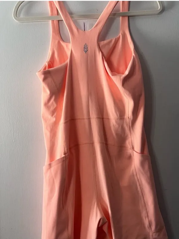 FP Movement by Free People Never Better Runsie Peach Pink Athletic Romper - Image 5