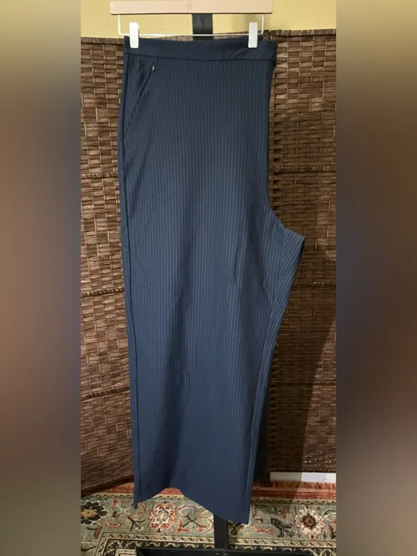 NEW Good American Stripe Ponte Knit Wide-Leg Trousers – Size 32 Plus Size - Image 5