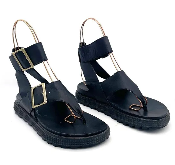 Sorel Roaming T-Strap Buckle Sandals Size 5.5 Black Leather Strappy Rugged Sole - Image 16