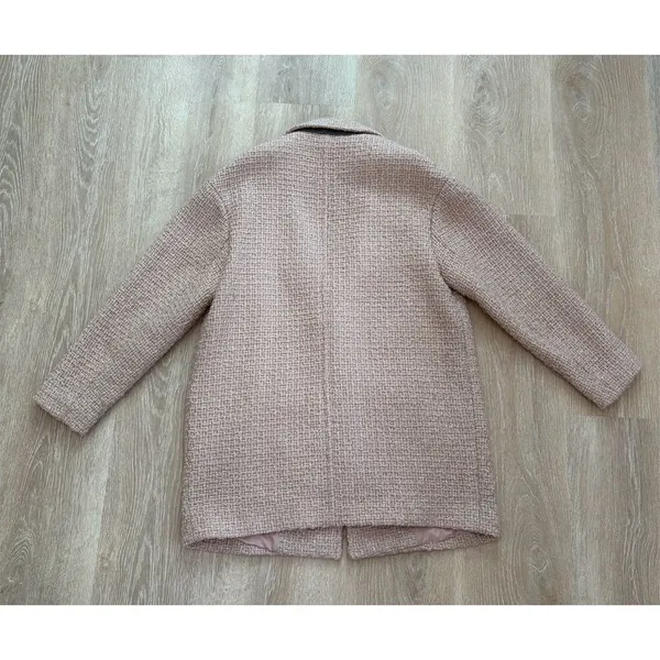 Abercrombie & Fitch Women's Pink Tweed Wool Blend Overcoat Size L‎ - Image 4