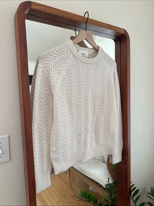 Aritzia Wilfred Arbor Sweater Open Knit Crewneck Cream 2XS - Image 3