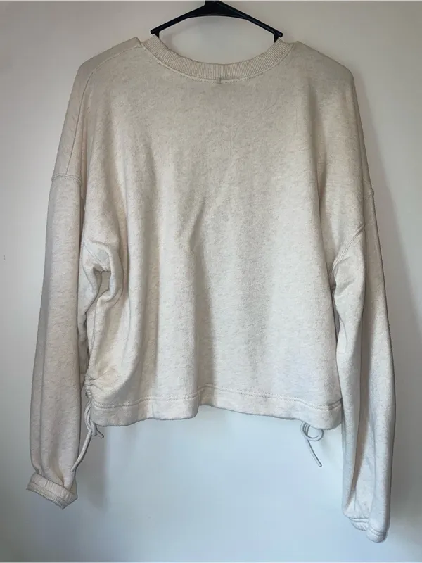 Aerie Cream Drawstring Hem Pullover Sweatshirt - Image 4