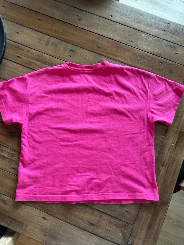 MOTHER Denim On the Rocks Grab Back Crop Tee Pink XS - Image 10