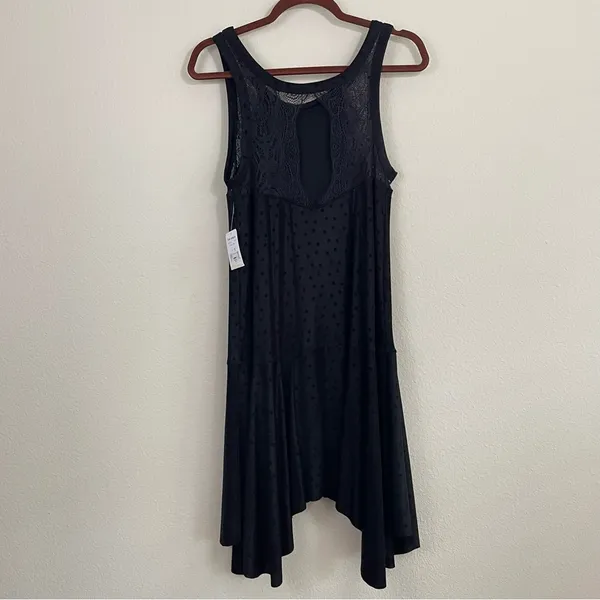 Free‎ People Fairy Goth Swing Black Polka Dots Asymmetrical Dress NWT Size S - Image 10
