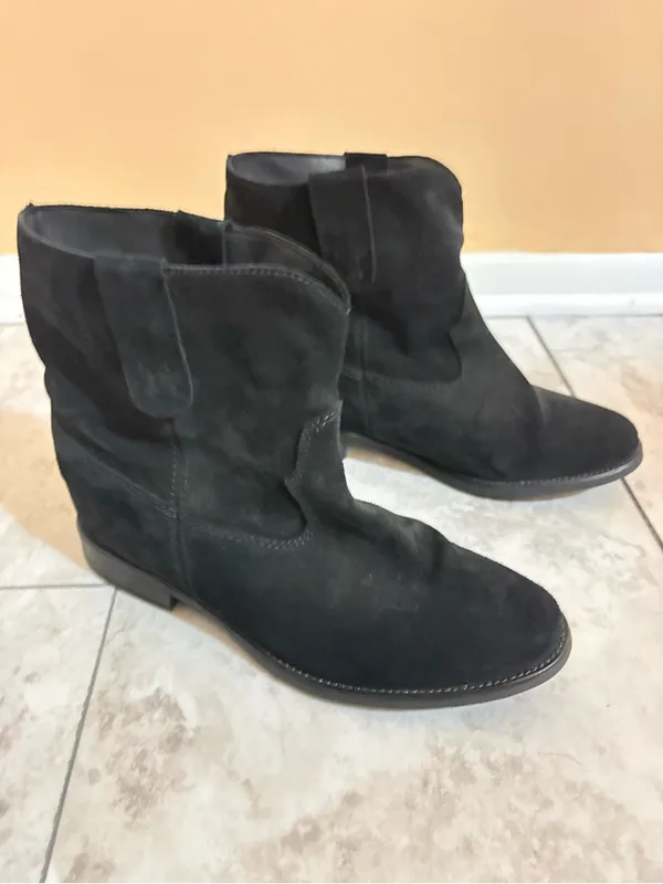 Anthropologie Hidden Heel Black Suede Ankle Boots - Image 2