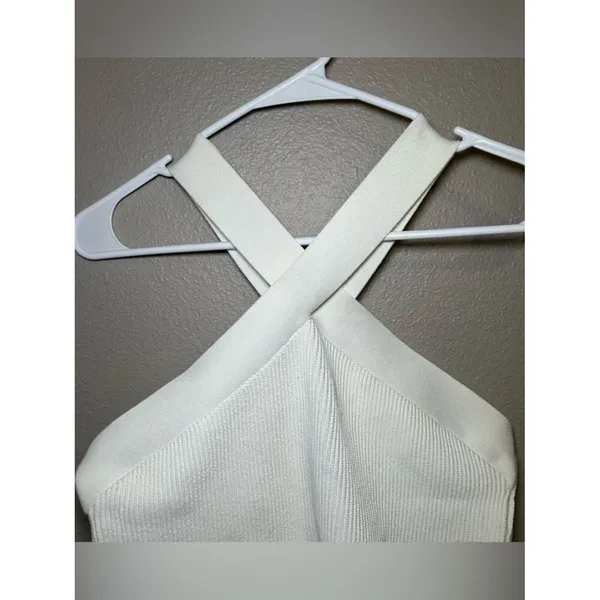 Quince White Cropped Halter Ribbed Knit Sleeveless Tank Top Women’s Size Large - Image 3