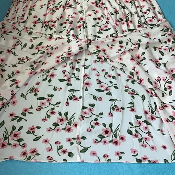 BEACH PARTY floral maxi dress smocked stretchy waist tassel strings size XXL - Image 7