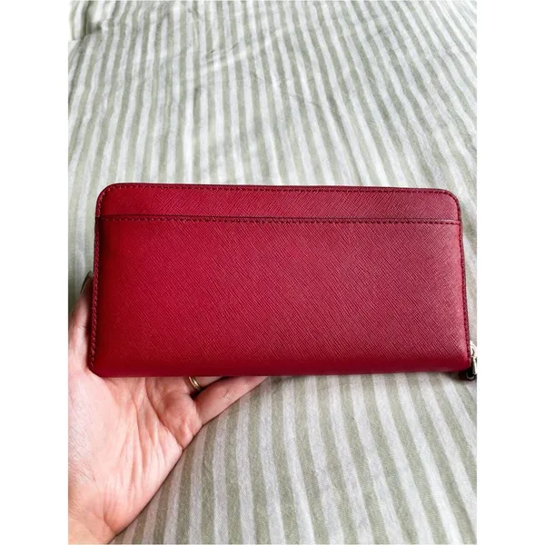Kate Spade Cameron Large Zip Around Wallet Rosso Red Colorblock Accordion - Image 5