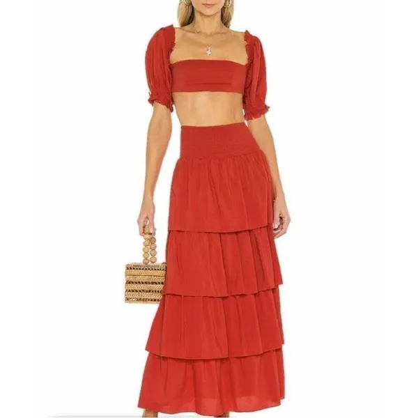 Weworewhat Coco Solid Obe Ruby Red Top Womens Sexy Cropped Xs - Image 3