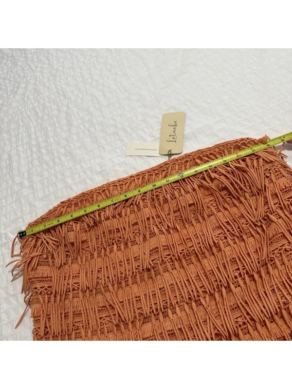 Anthropologie Let Me Be Orange Fringe Tube Strapless Mini Dress NWT Sz L Large - Image 5