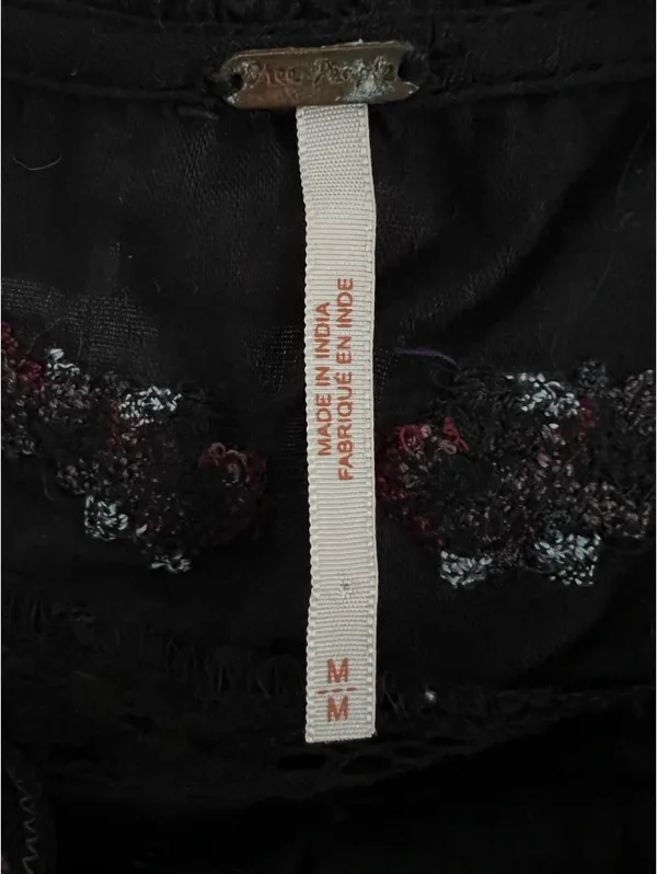 Free People Dark Navy Embroidered Tank Size Medium - Image 3