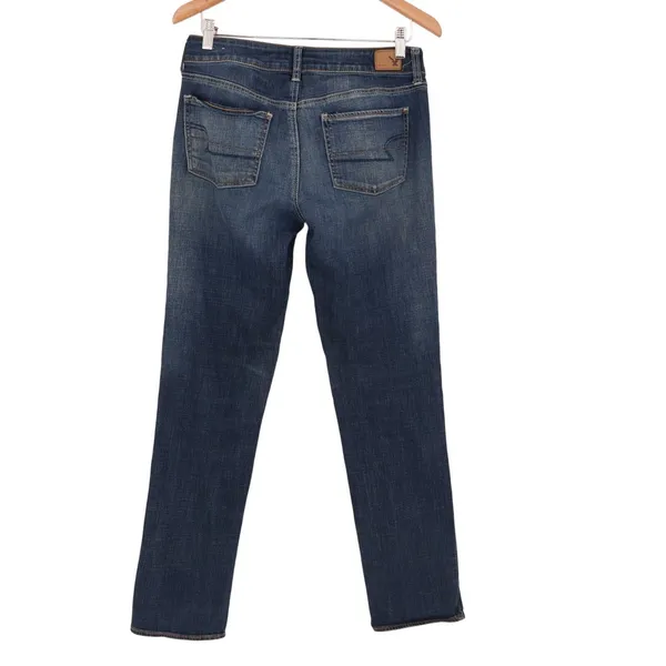 American Eagle Outfitters Jeans Womens 8 Blue Denim Cotton Stretch Straight Leg - Image 9