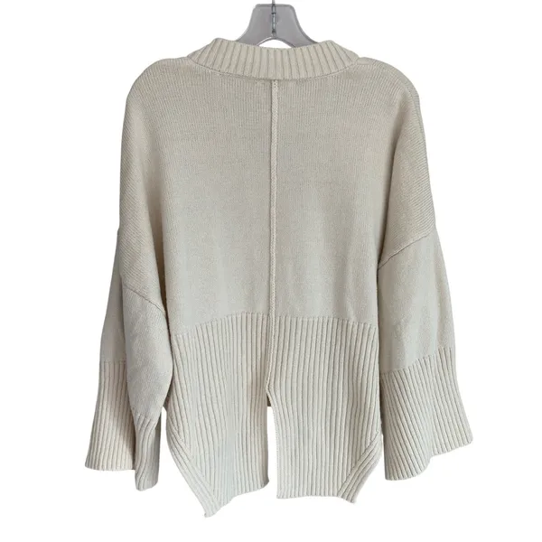 Topshop Womens Cream V-Neck Split Back Oversized Knit Sweater Ivory XS 0-2‎ - Image 5