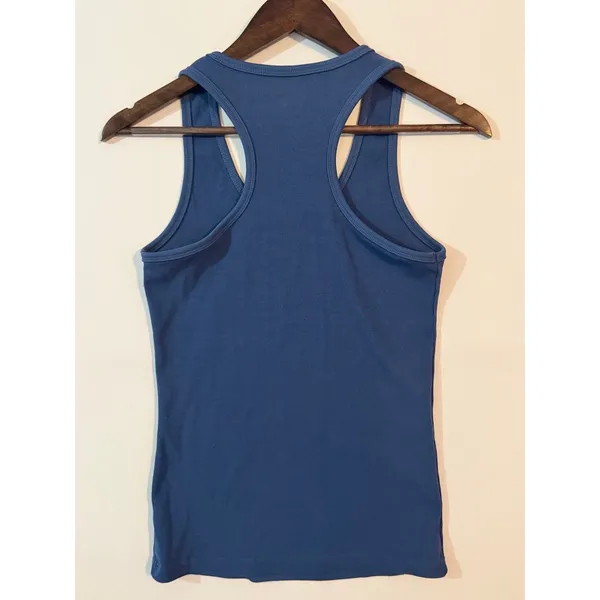 BLVD Ribbed Racerback Tank – Large - Steel/Slate Blue - Image 2