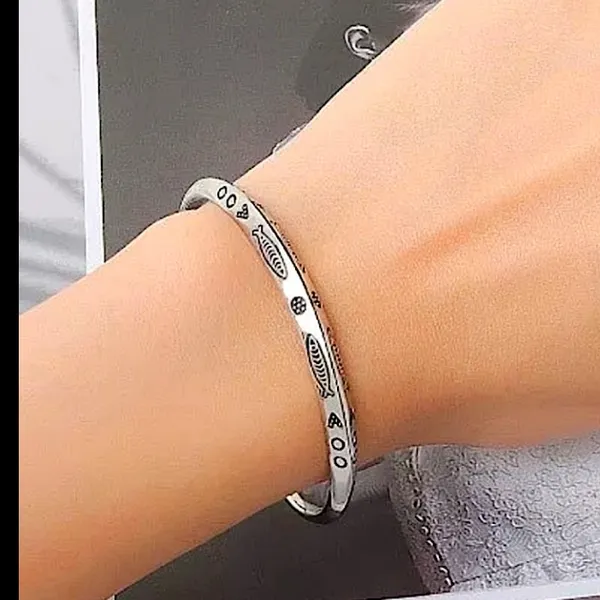 Engraved Boho Cuff Bracelet | 925 Sterling‎ Silver - Image 4