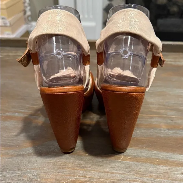Cynthia Vincent Leather Wedge Sandals Size 9 Brown Knot Peep Toe Boho Chic - Image 10