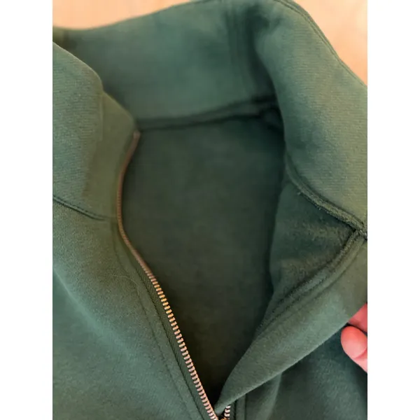 Green Quarter Zip Pullover Sweatshirt Small Golf Tennis Preppy Athleisure - Image 4
