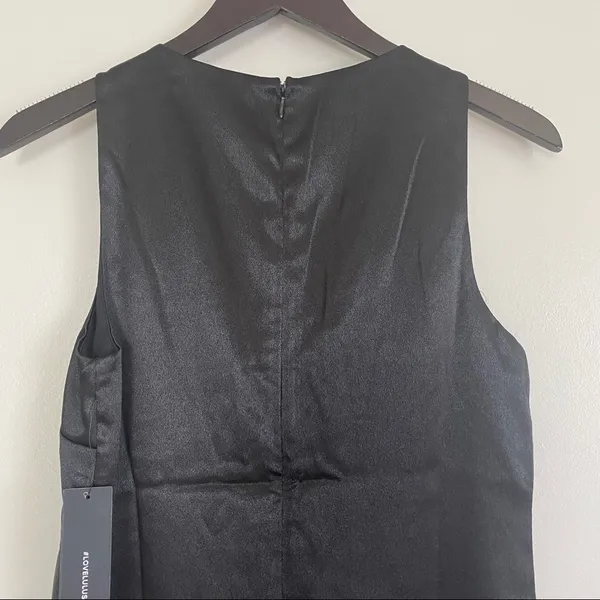 𝅺NWT LULUS Aubrianna Black Satin Ruffled Mini Dress - Image 10