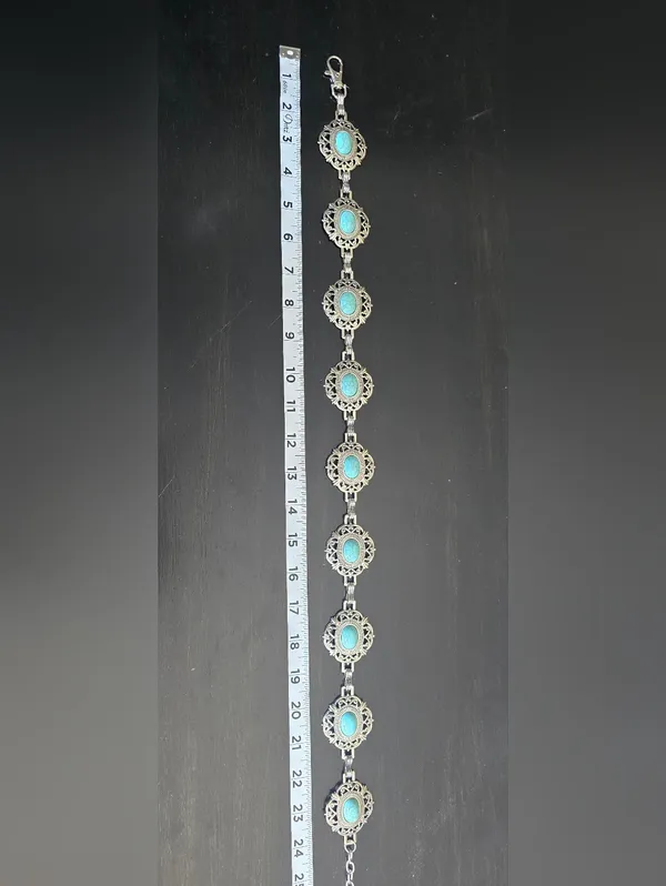 Turquoise Stone Waist Chain Belt - Boho Metal Link Design Fashion Accessories - Image 12