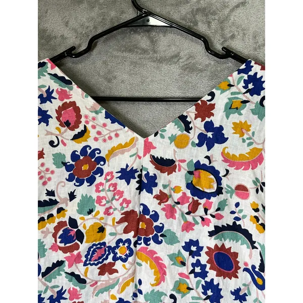 Boden Alexandra Linen Floral Top Women’s Size 2 Multicolor Boho Summer Blouse - Image 4