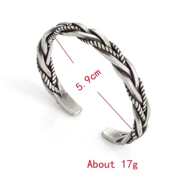 NEW Solid Unisex Braided 925‎ Sterling Silver Cuff Bracelet - Image 4