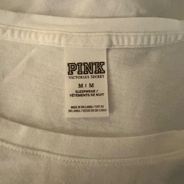 Victoria's Secret Pink White Long Sleeve Sleep Tee size M - Image 3