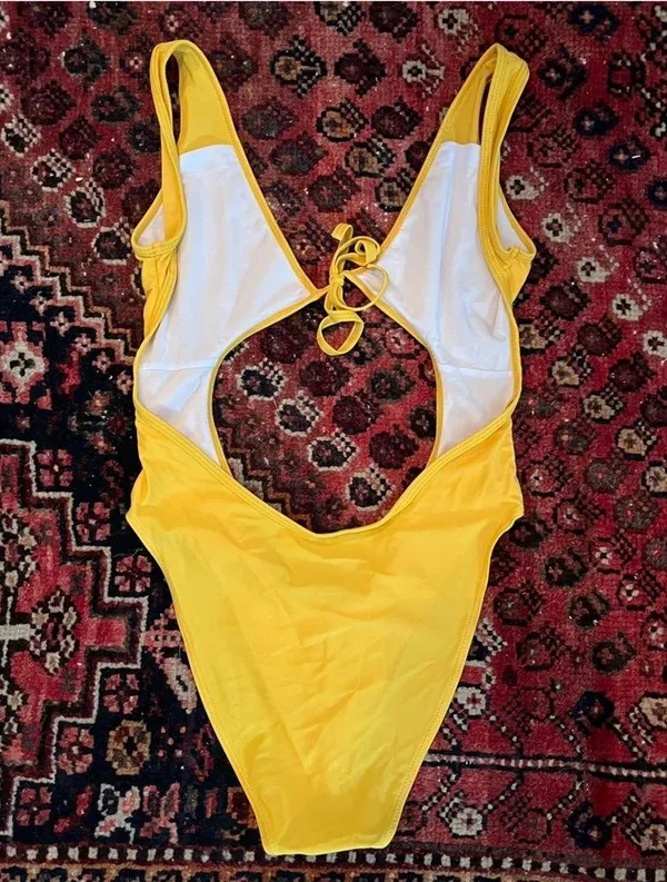 Yellow monokini one piece swimsuit - Image 2