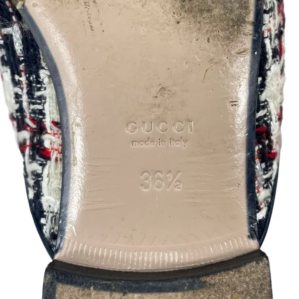 Gucci Princetown Tweed Mules Horsebit Gardenia Ink Blue Size 36.5 - Image 11