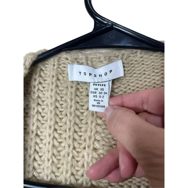 Topshop Womens Chunky Long Cardigan Sweater Tan Beige‎ Oversized 0-2P - Image 7