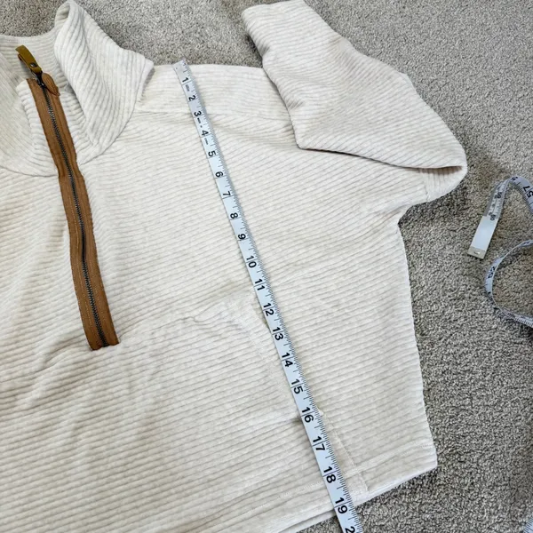 Prana Women's Organic Cotton Long Sleeve Escambia Half Zip Pullover in Cream S - Image 8