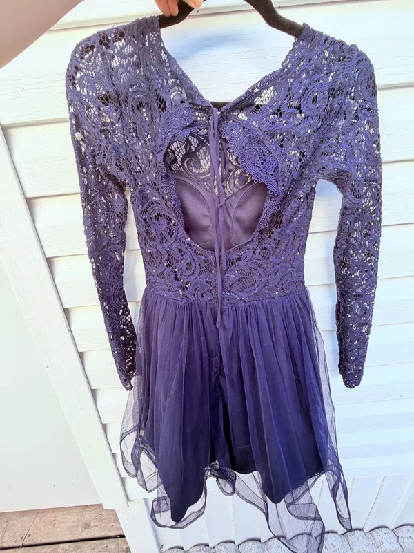My Michelle Long Sleeve Navy Homecoming Dress - Image 2