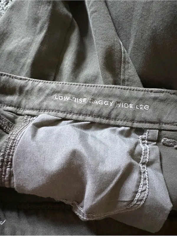 American Eagle Low Rise Baggy Wide Leg Green Pants Jeans Womens Size 12 Stretch - Image 9