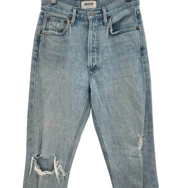 Agolde Riley High‎ Rise Straight Crop Jeans Denim Shatter Wash Blue Size 24 - Image 6