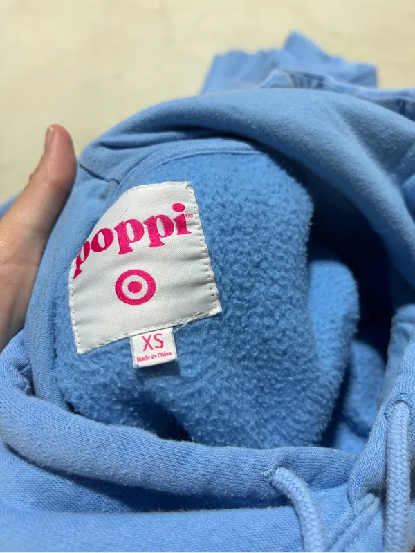 Poppi x target Blue Pullover Hoodie sweatshirt XS - Image 4
