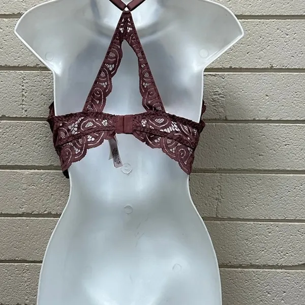 PINK Victoria’s Secret lace halter padded push-up bralette size M - Image 8