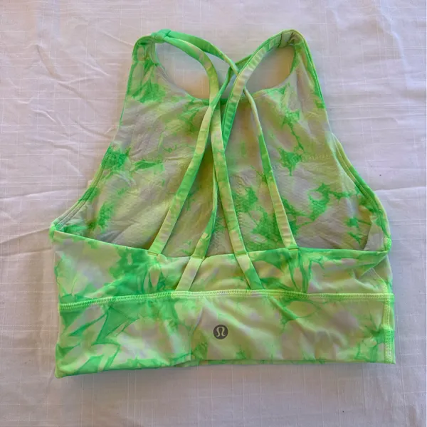 Lululemon Energy Bra High Neck Long Line Shibori Highlight Yellow Green 4 - Image 5