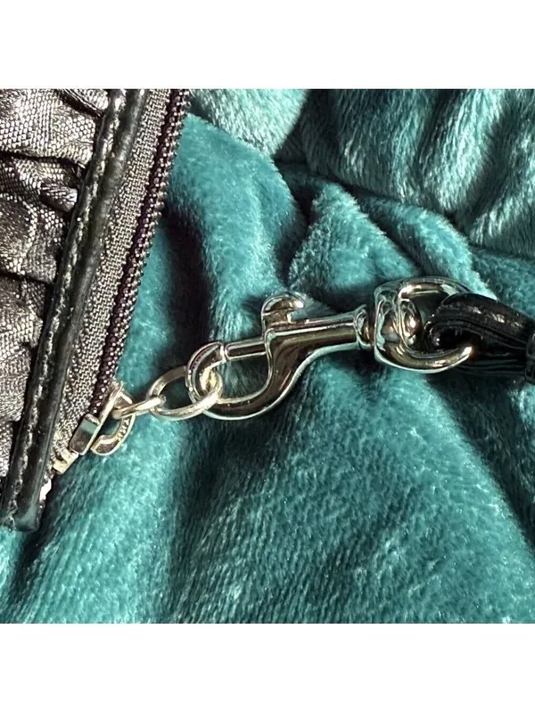 Coach Metallic Silver Black Optic Lurex Wristlet F43363 - Image 4