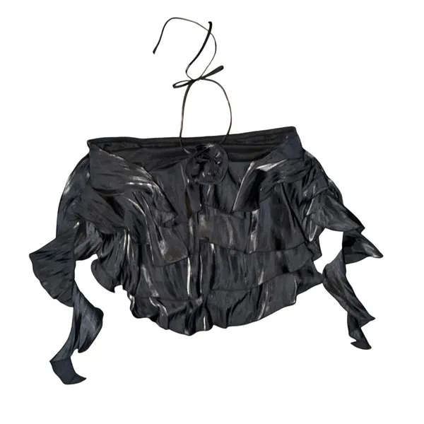 Wild Fable Black Ruffle Off Shoulder‎ Halter Top Women's, Size XL, NWT - Image 2