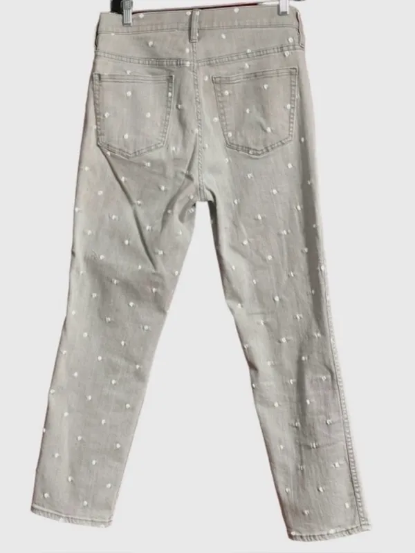 J.Crew Gray Polka Dot High Rise Cropped Straight Leg Jeans Size 29 - Image 4