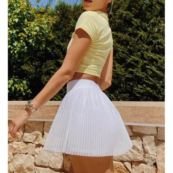 Alo Mesh Flirty Tennis Skirt White Sheer Transparent See-Through Pleated Skort - Image 10