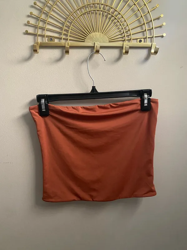 Women’s Rust Orange Stretch Strapless Tube Top - Image 2